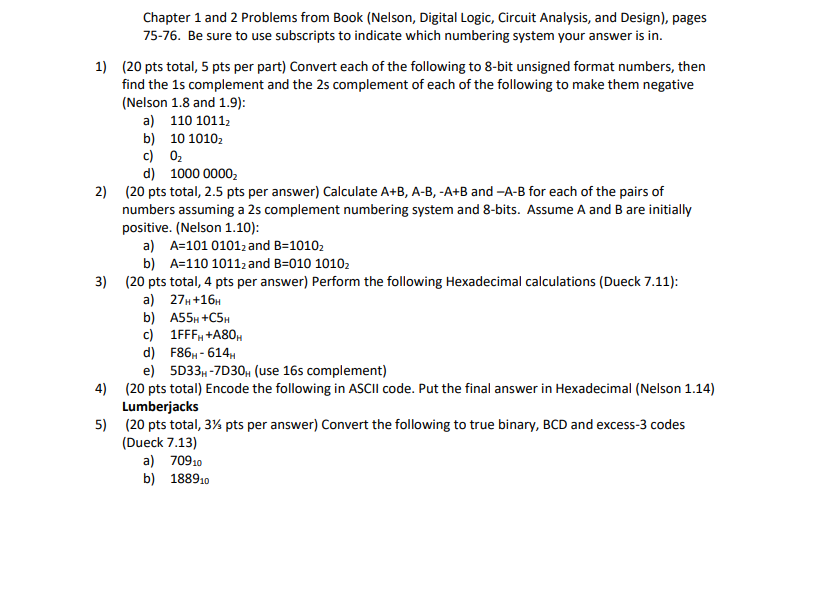 Solved Chapter 1 and 2 Problems from Book (Nelson, Digital | Chegg.com