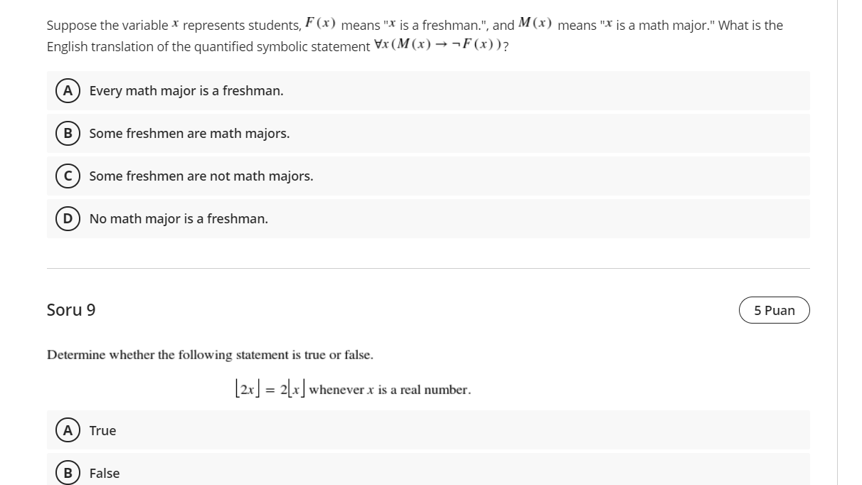 Solved Suppose the variable X represents students, F(x)