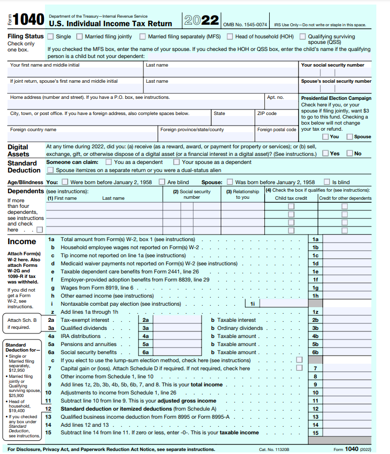 Solved Complete page 1 of Form 1040 (through line 9) for | Chegg.com