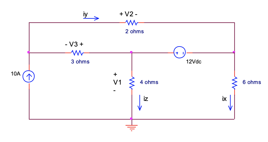 find V1, ﻿V2, ﻿V3, ﻿ix, ﻿iy, ﻿and iz | Chegg.com