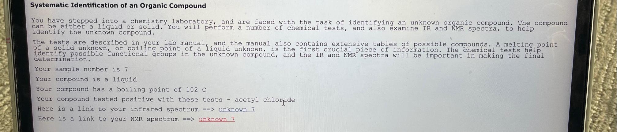 Solved Systematic Identification of an Organic Compound You | Chegg.com