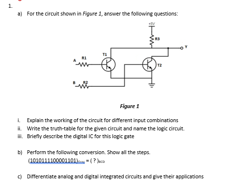 Solved A) For The Circuit Shown In Figure 1, Answer The | Chegg.com