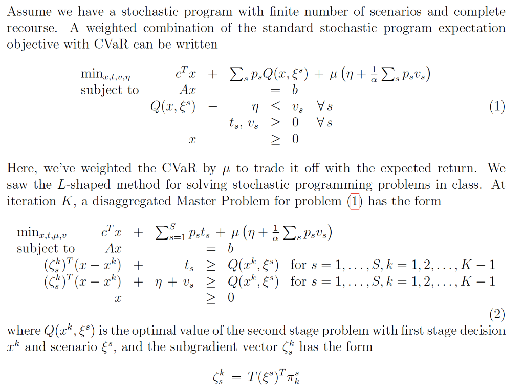 Assume we have a stochastic program with finite | Chegg.com