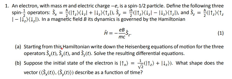 Solved 1. An electron, with mass m and electric charge -e, | Chegg.com