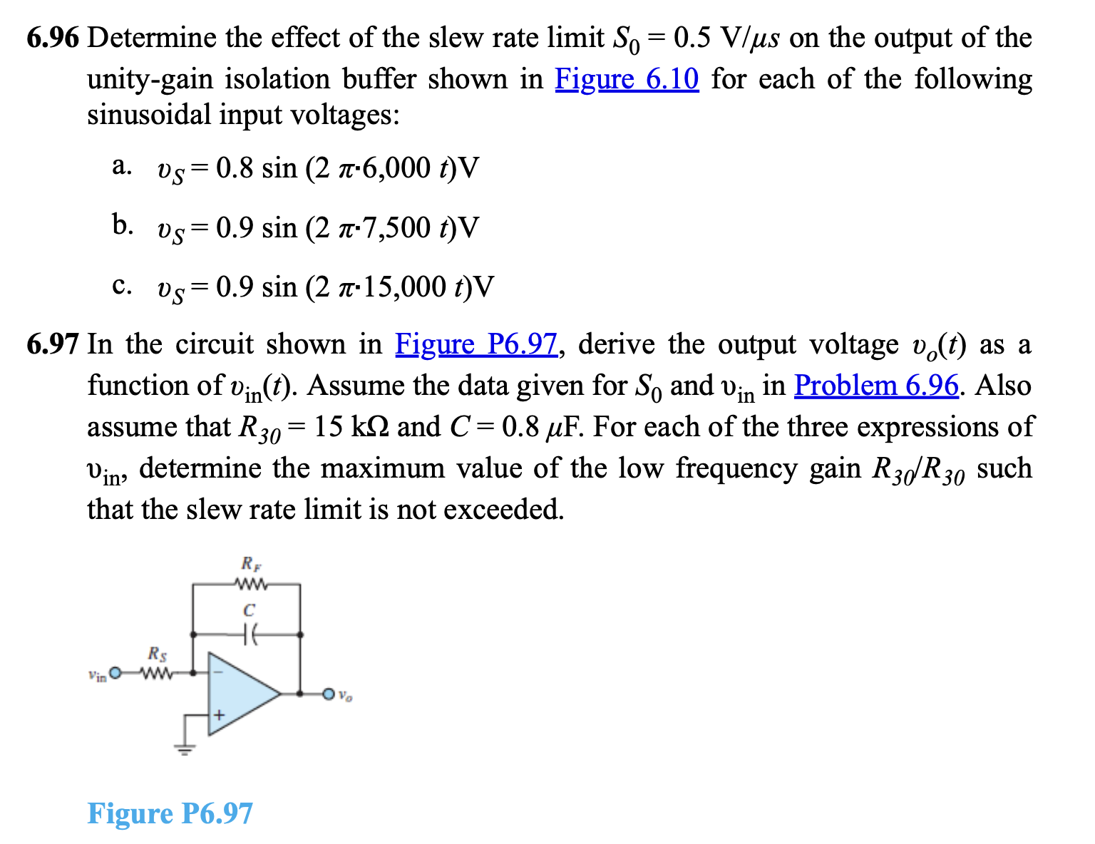 Solved 6.96 Determine the effect of the slew rate limit | Chegg.com