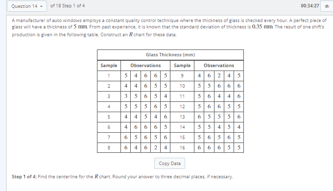 Solved Step 2 of 4: Find the upper control limit for the R | Chegg.com