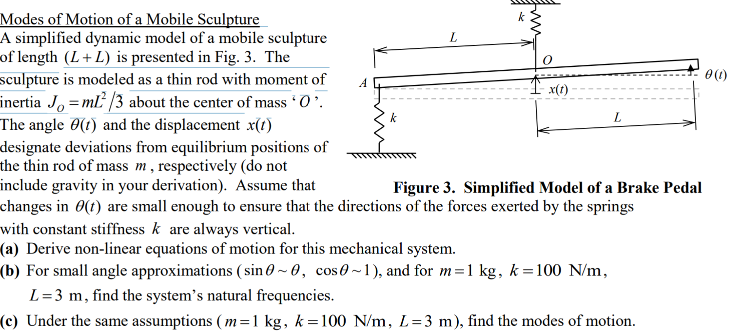 Solved kin L O 0 (t) x(t) k L Modes of Motion of a Mobile | Chegg.com