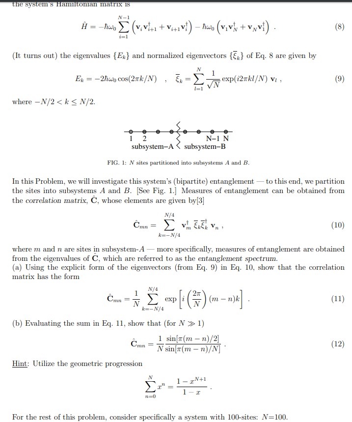 Solved Problem 3 Consider a quantum mechanical system with N | Chegg.com