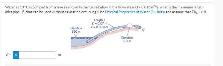 Solved Water at 10 °C is pumped from a lake as shown in the | Chegg.com