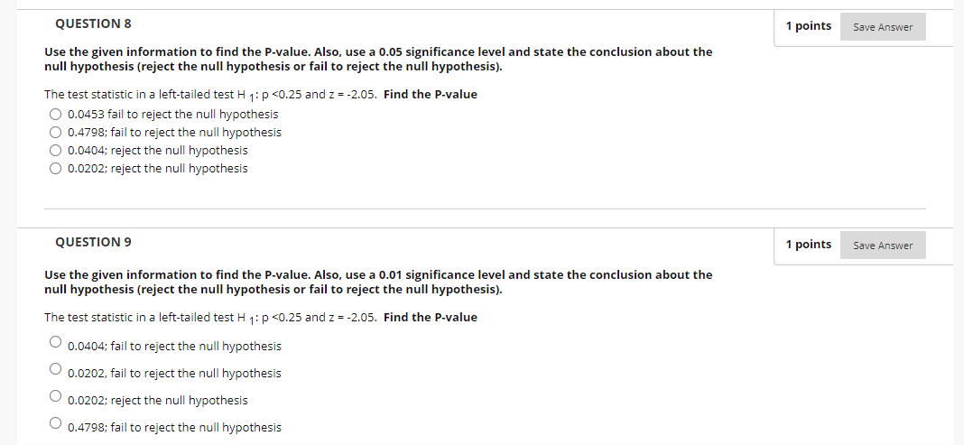 Solved QUESTION 1 1 points Save Answer Find the test | Chegg.com