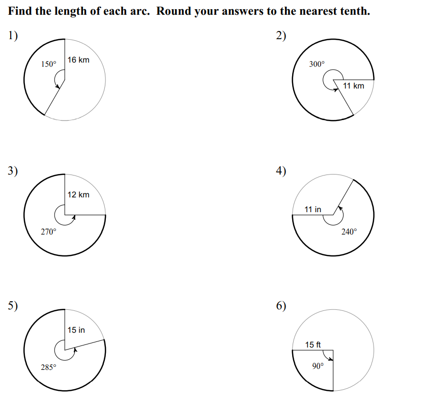 Solved Find the length of each arc. Round your answers to | Chegg.com