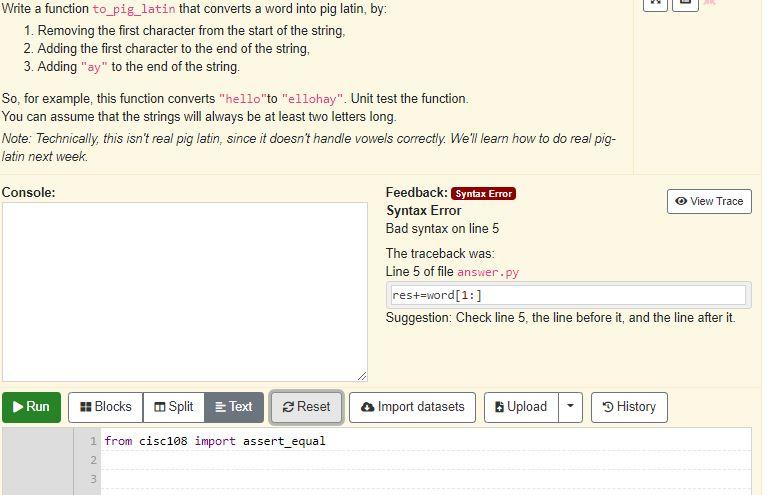 Solved Write a function to_pig_latin that converts a word | Chegg.com