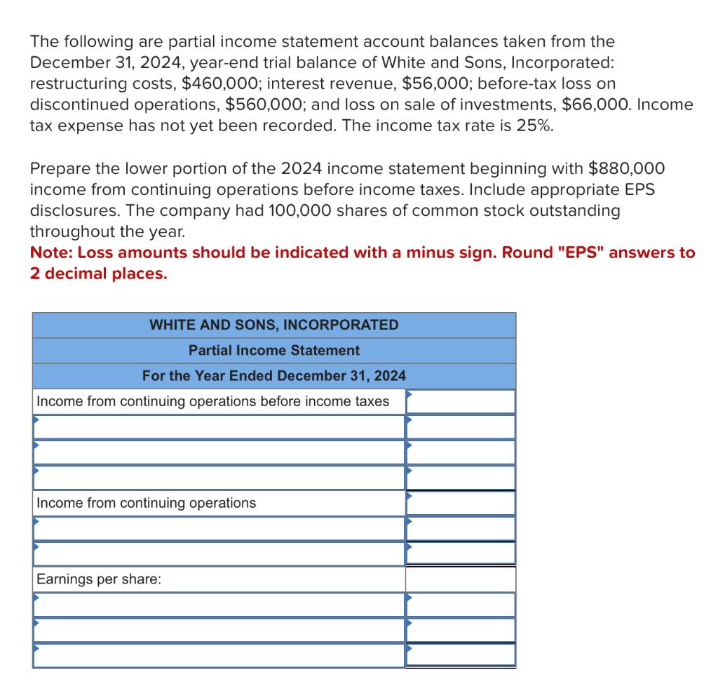 Solved The Following Are Partial Income Statement Account 0310