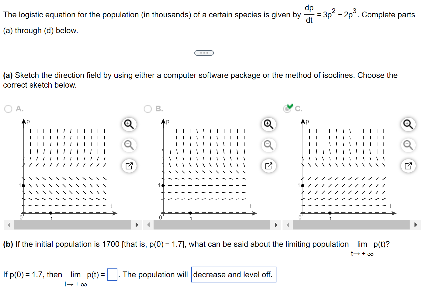 Solved The logistic equation for the population (in | Chegg.com