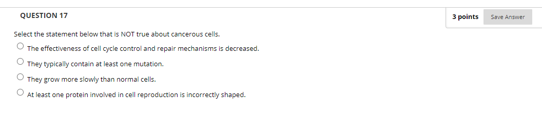 Solved QUESTION 17 3 points Save Answer Select the statement | Chegg.com