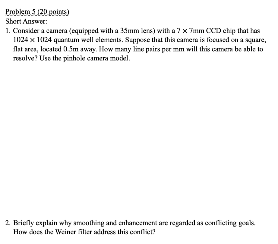 Solved Problem 5 (20 points) Short Answer: 1. Consider a | Chegg.com