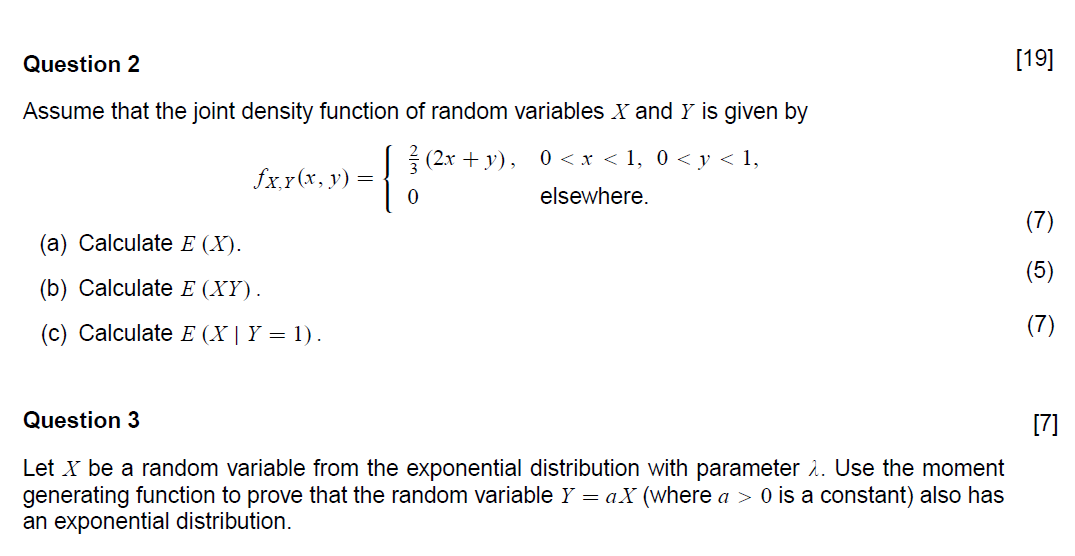 Solved Question 2 ﻿Assume that the joint density function of | Chegg.com