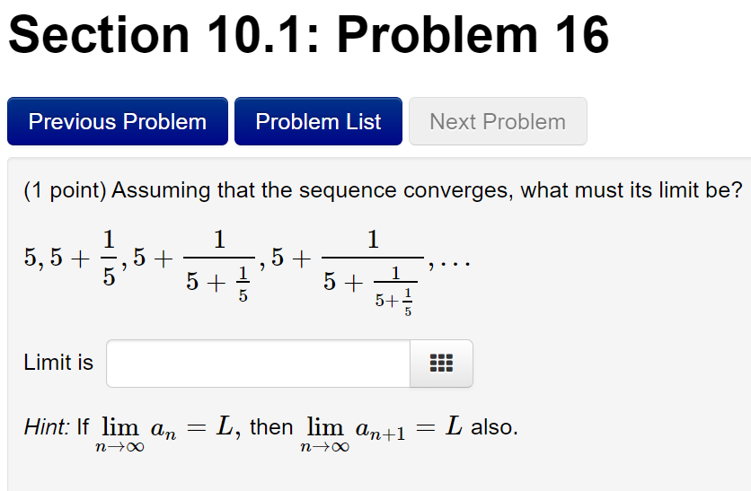 Solved Section 10.1: Problem 16 Previous Problem Problem | Chegg.com