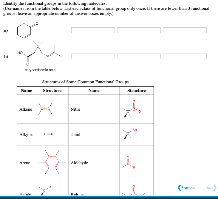 Solved Identify the functional groups in the following | Chegg.com