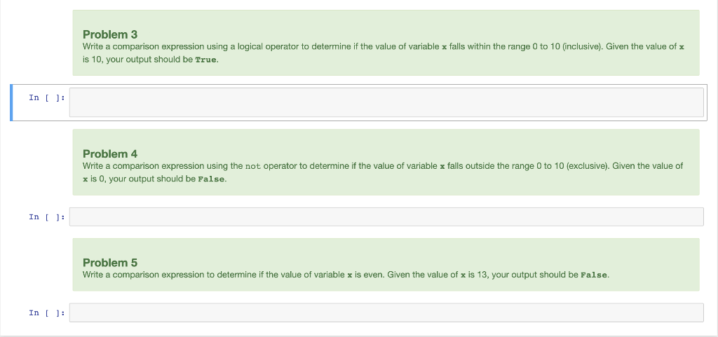 Solved Problem 3 Write a comparison expression using a | Chegg.com