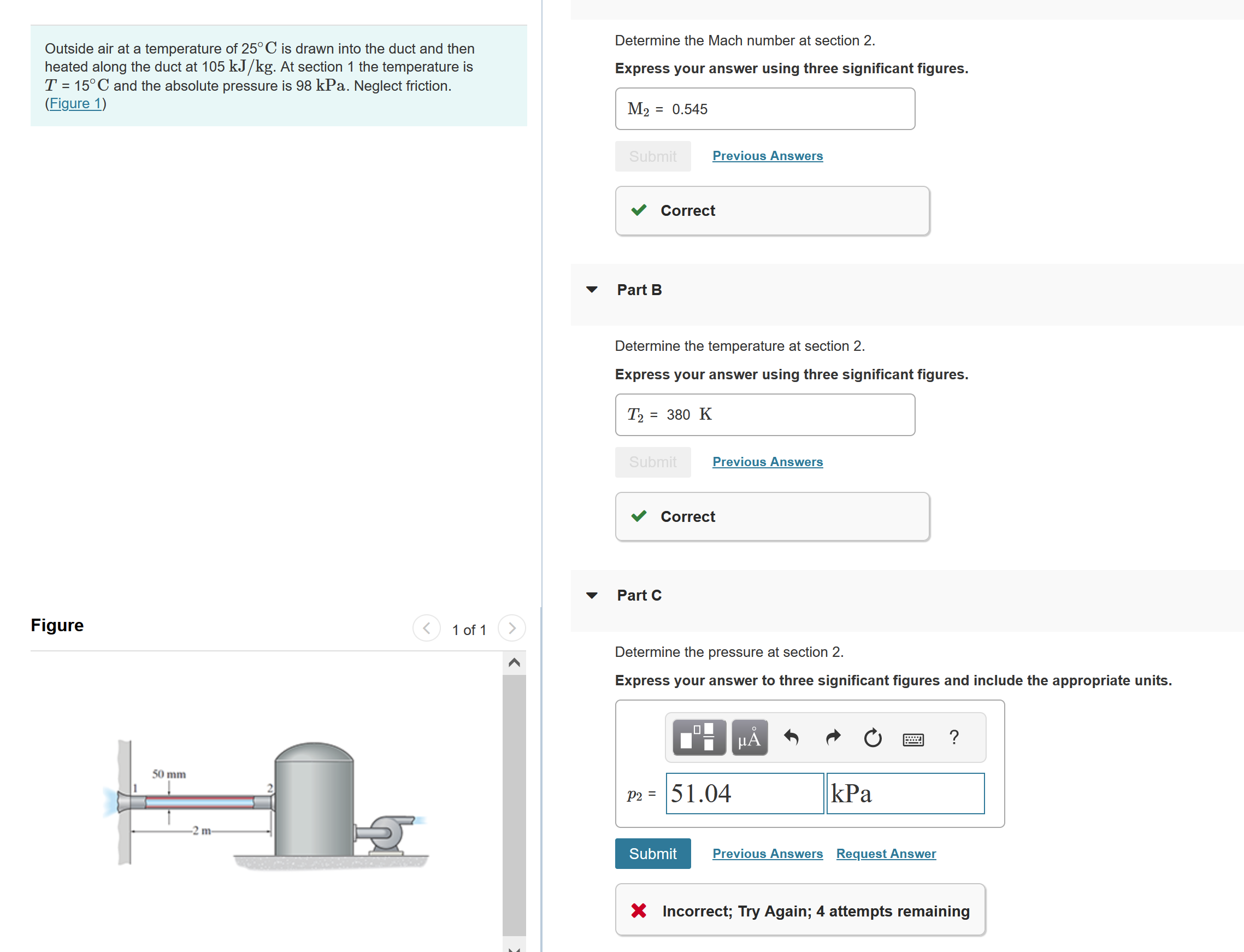 Solved Outside air at a temperature of 25∘C is drawn into | Chegg.com