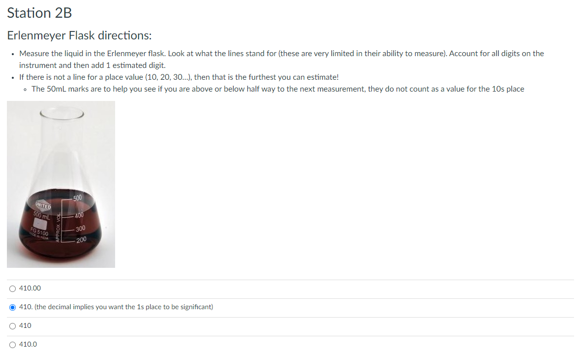Solved Station 2B Erlenmeyer Flask directions: • Measure the | Chegg.com