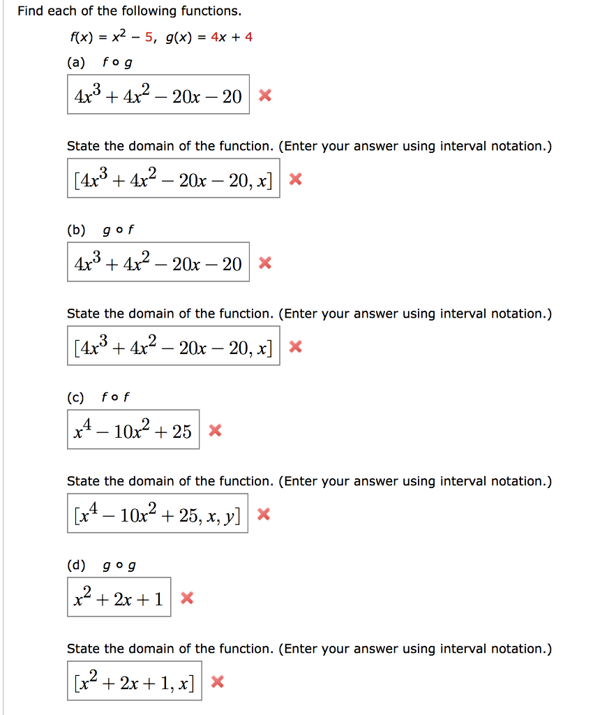 Solved Find each of the following functions. rx)-X2-5, g(x) | Chegg.com