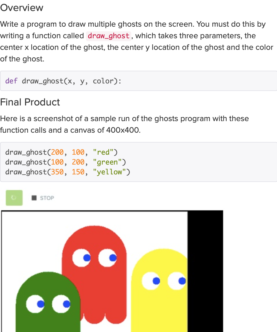 Solved Overview Write a program to draw multiple ghosts on | Chegg.com