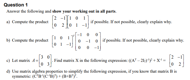 Solved Question 1 Answer the following and show your working | Chegg.com
