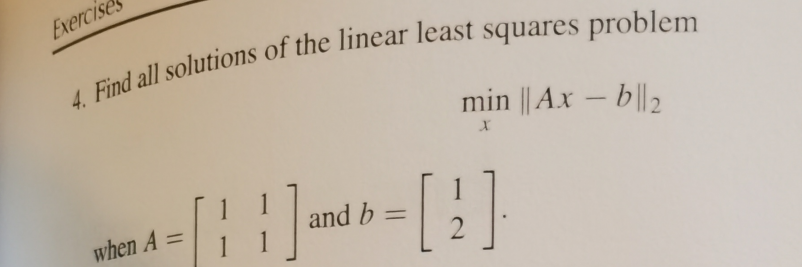 Solved Exercises lutions of the linear least squares problem | Chegg.com