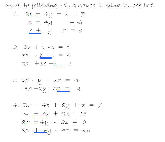 Solved 1. solve the following using Gauss Elimination | Chegg.com