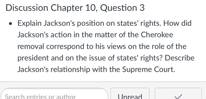 Solved Discussion Chapter 10, Question 3 Explain Jackson's | Chegg.com