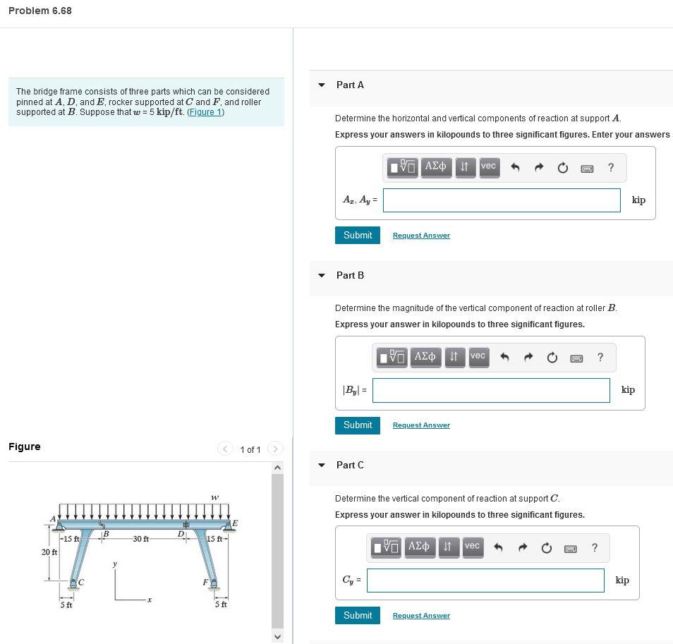 Solved Problem 6.68 Part A The bridge frame consists of | Chegg.com