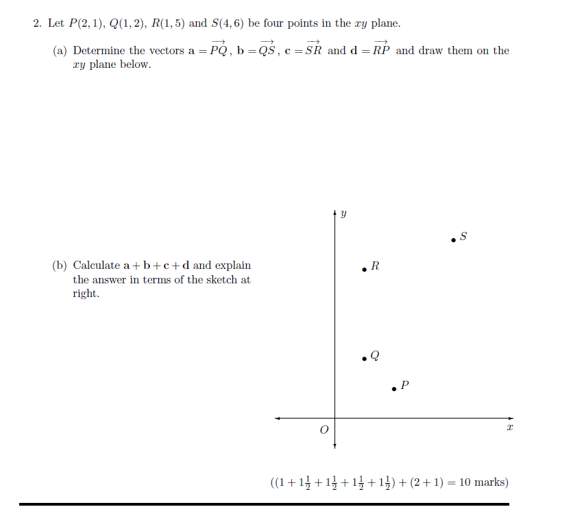 Solved 2. Let P(2,1),Q(1,2),R(1,5) And S(4,6) Be Four Points | Chegg.com