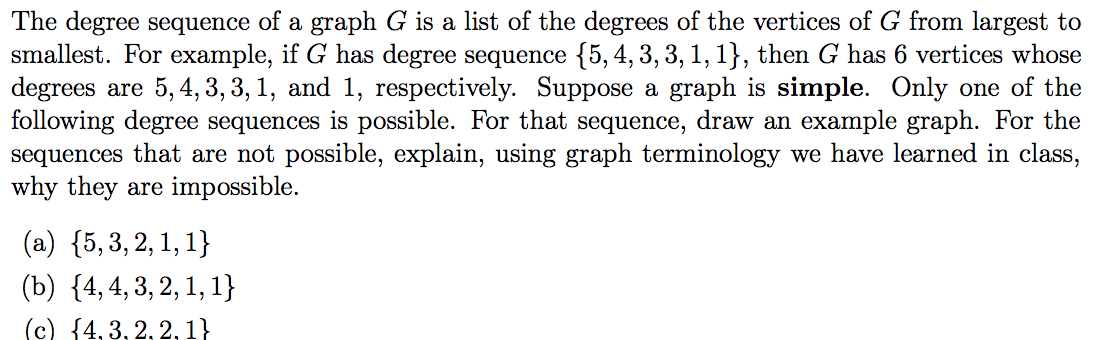 Solved The Degree Sequence Of A Graph G Is A List Of The | Chegg.com