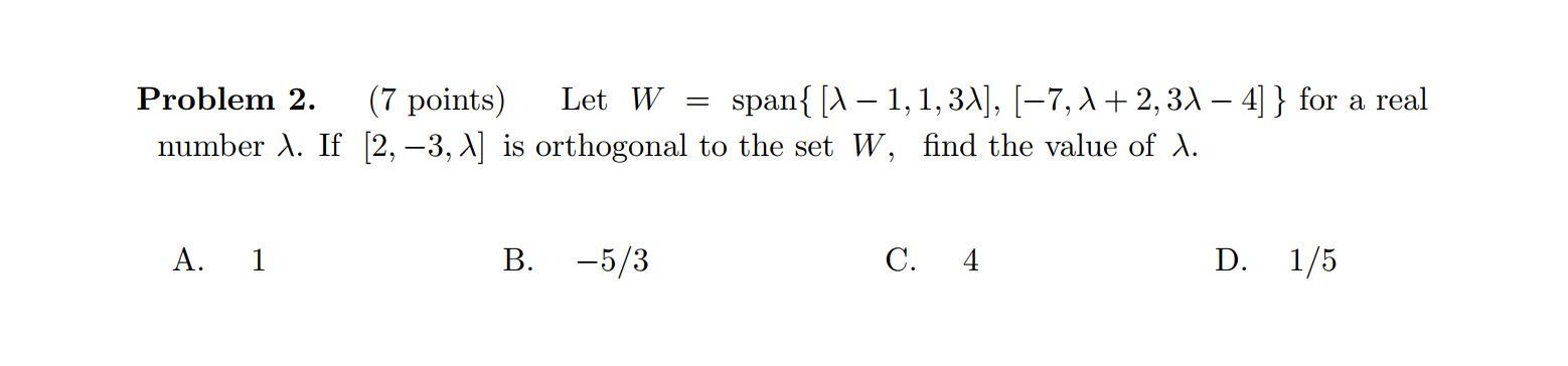 Solved Problem 2. (7 Points) Let | Chegg.com