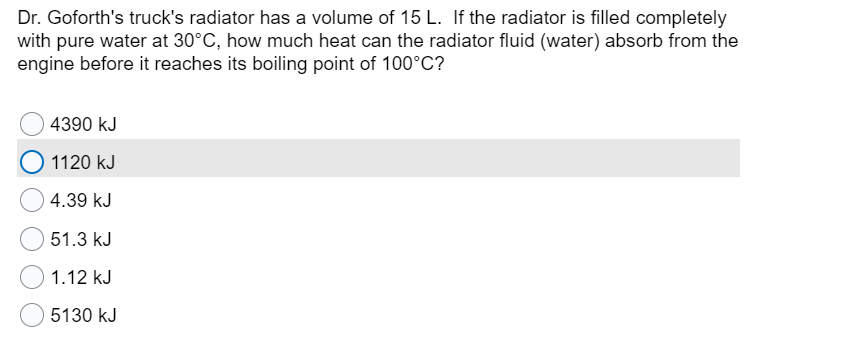 Solved how much water can the radiator absorb before | Chegg.com