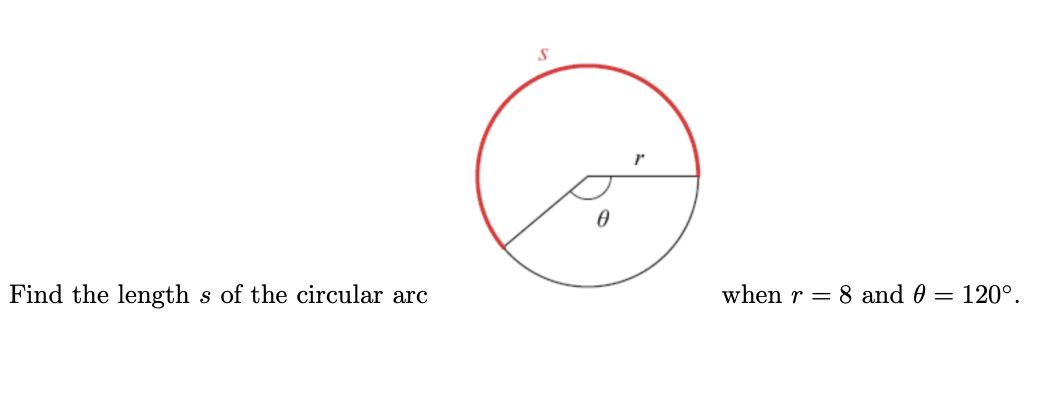 Solved Find the length s of the circular arc when r=8 and | Chegg.com