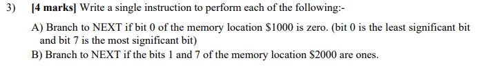 Solved 3) (4 marks) Write a single instruction to perform | Chegg.com
