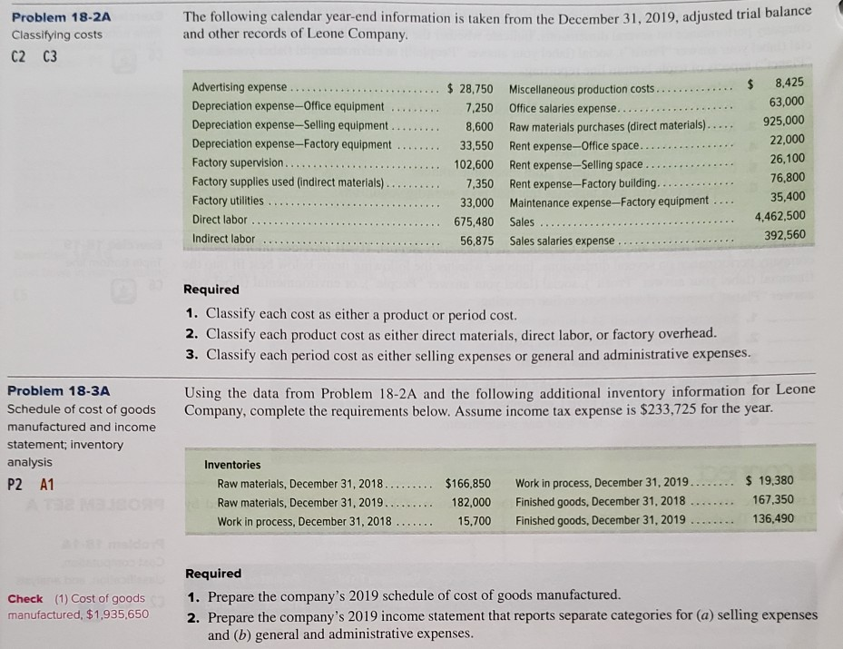 Solved Using the data from Problem 18-2A and the following | Chegg.com