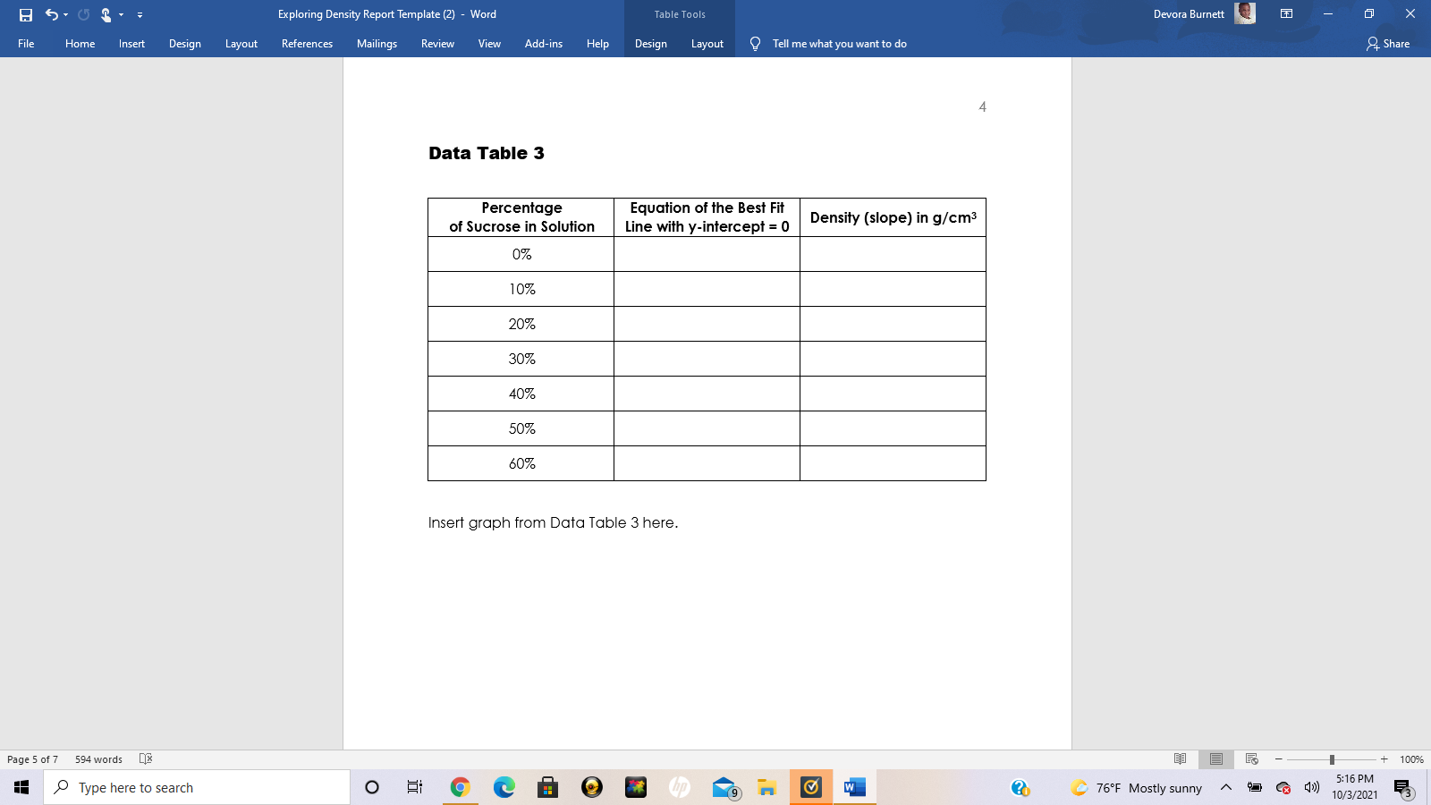 Solved Exploring Density Report Template (2) Word Table