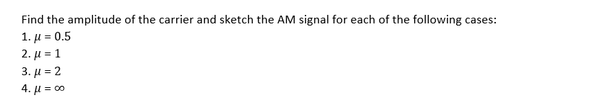 Solved Find the amplitude of the carrier and sketch the AM | Chegg.com