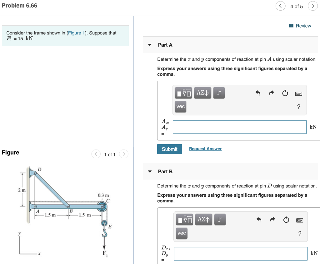 Solved Problem 6.66 4 of 5 > Review Consider the frame shown | Chegg.com