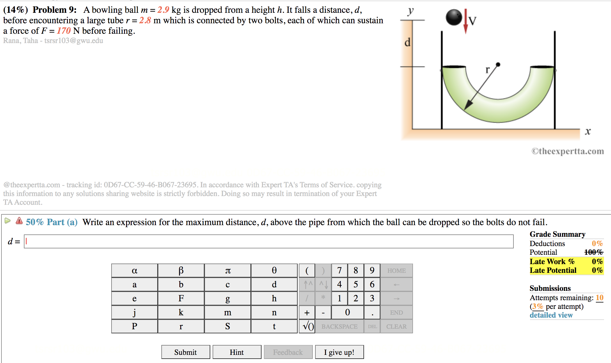 Solved A Bowling Ball M 2 9 Kg Is Dropped From A Height Chegg Com