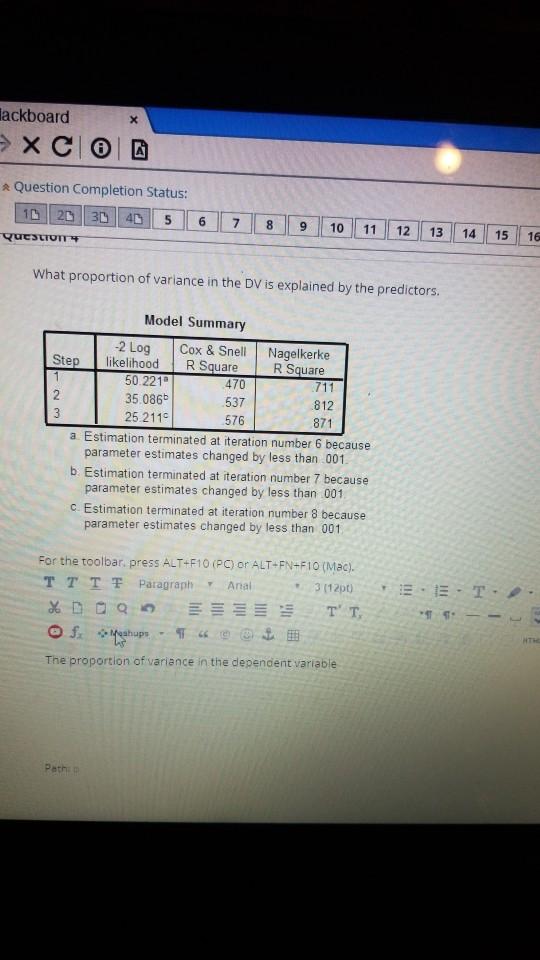 Solved What proportion of variance in the DV is explained by | Chegg.com