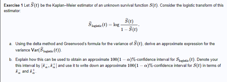 Solved Exercise 1 Let S T Be The Kaplan Meier Estimator Of