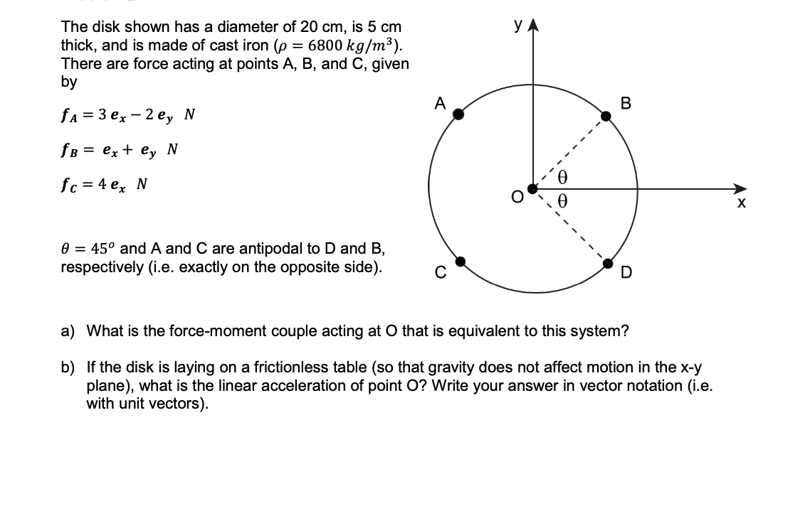 Solved ул The disk shown has a diameter of 20 cm, is 5 cm | Chegg.com