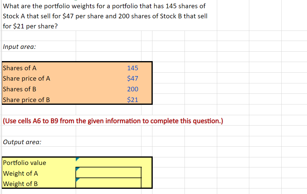 [Solved]: What Are The Portfolio Weights For A Portfolio T