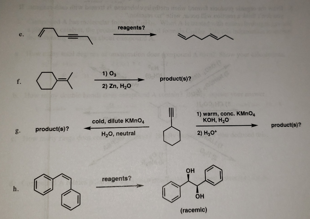 Solved Provide reagents, starting materials or products for | Chegg.com