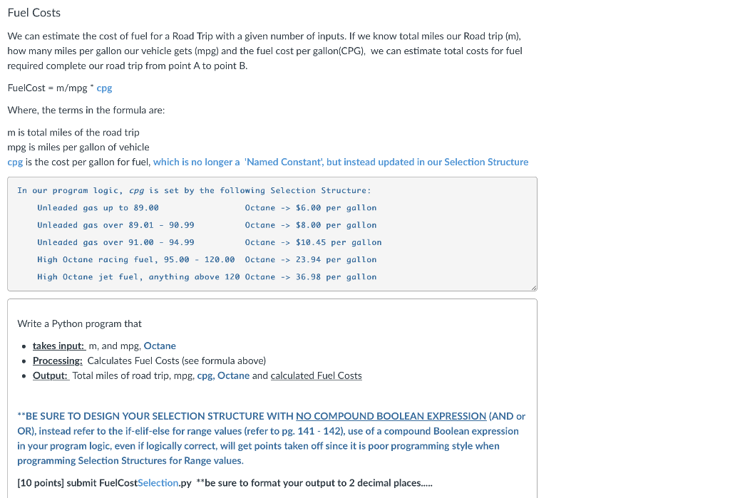 Solved Current code I have is #FuelCost.py CPG: float = | Chegg.com